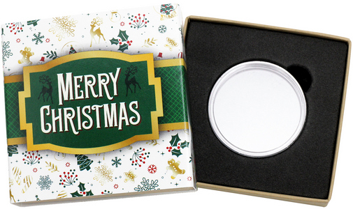 SilverTowne Natural Kraft Paper Gift Box with Merry Christmas Green/Gold Box Sleeve